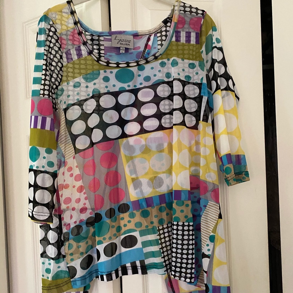 Sheer Overlay Top Lynn Ritchie Silver L